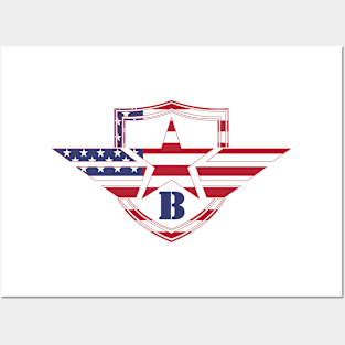 Letter B American Flag Monogram Initial Posters and Art